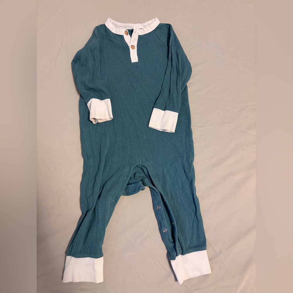 Cat & Jack Teal Onesie with Cream Trim